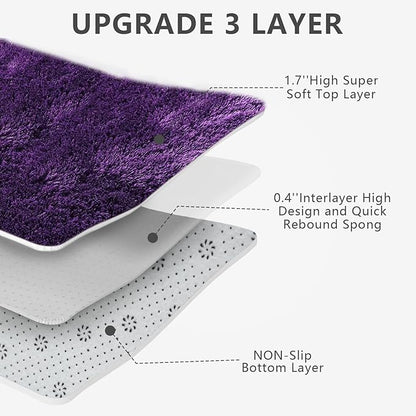 Shag Area Rugs for Bedroom Living Room,8X10 Ultra Soft Purple Fluffy Area Rugs for Dorm, Indoor Carpet Nursery Rugs for Kids Room Home Decor, Purple