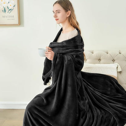 BEDELITE Fleece Blanket Black Throw Blanket for Couch & Bed, Luxury Plush Cozy Fuzzy Blanket 50" x 70", Super Soft Warm Lightweight Fall Throw Blanket for Travel Camping