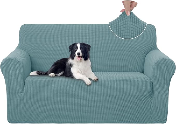 U-NICE HOME Loveseat Cover Stretch Couch Cover Sofa Cover Sofa Slipcover Furniture Protector for 2 Cushion Couch Sofa Pet Friendly(Loveseat, Light Blue)