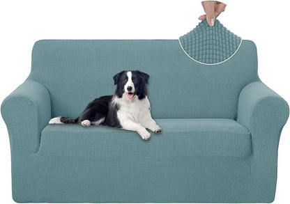 U-NICE HOME Loveseat Cover Stretch Couch Cover Sofa Cover Sofa Slipcover Furniture Protector for 2 Cushion Couch Sofa Pet Friendly(Loveseat, Light Blue)