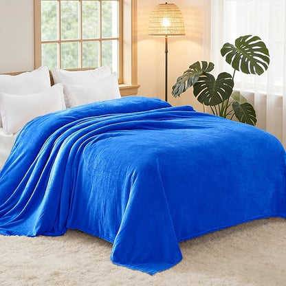 Exclusivo Mezcla Fleece Blanket Twin Size for Bed, Super Soft and Warm, All Season, Cozy, Plush, Lightweight, 60x80 Inches Cobalt Blue