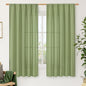 LAMIT Sage Green Linen Curtains 63 inch Length for Bedroom, Faux Linen Light Filtering Window Treatments Neutral Rod Pocket Drapes for Living Room/Farmhouse, 2 Panels Set, 52 x 63 Inch