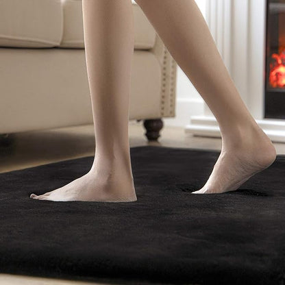 Ashler Faux Fur Rug, Ultra Soft Faux Rabbit Fur, Black Area Rugs, 2.2 x 6 Feet Rectangle, Machine Washable Nursery Decor Throw Rugs for Bedroom, Kids Room, Living Room