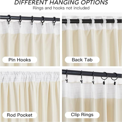 RYB HOME Cream Velvet Curtains 84 inch, Light Dimming White Window Curtains for Living Room Thermal Insulated Privacy Backdrop with Pleat Tape on Top for Bedroom, Ivory, W52 x L84 inch, 2 Panels