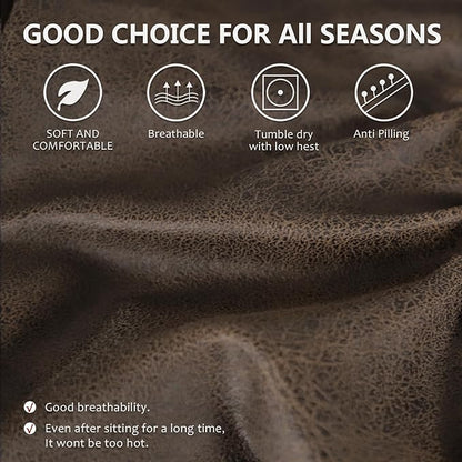 Leather Look Couch Cushion Covers Sofa Seat Slipcovers Sets Couches Furniture Protector for Sectional Armchair Loveseat Pets Kids Stretch Spandex Fabric (1 T-Cushion loveseat, Brown)