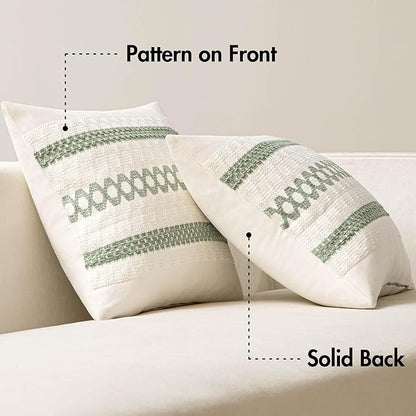 MIULEE Set of 2 Sage Green Boho Decorative Pillow Covers 24x24 Inch Farmhouse Rustic Couch Throw Pillows Modern Summer Cotton Cushion Covers Retro Cute Macrame Woven Spring Decor for Bed Sofa Chair