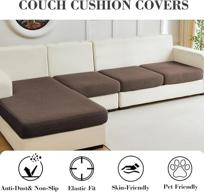 Sofa Covers Couch Covers for Sofa Pet Friendly Couch Cushion Covers Universal Sofa Covers Washable Stretch Slipcovers for Sectional Sofa (Texture Brown, 3 Seats + Chaise Cover)