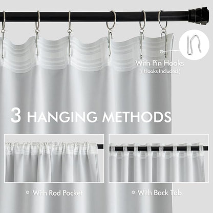 MIULEE Back Tab Light Blocking Curtains 108 Inch Long 2 Panels Set for Living Room Bedroom Privacy, Greyish White Rod Pocket/Pinch Pleated Extra Long Thermal Insulated Room Darkening Blackout Drapes
