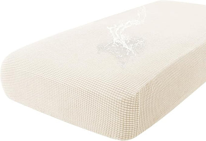 hyha Waterproof Couch Cushion Covers for Pets, Non Slip Sofa Seat Cover for Dogs Washable, Soft Thick Stretch Jacquard Fabric, Sofa Slipcovers with Elastic Bottom (1 Piece for Large, Light Beige)
