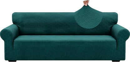 ZNSAYOTX 1 Piece Jacquard Couch Covers for 3 Cushion Couch High Stretch Sofa Cover for Pets Dogs Anti Slip Extra Large Sofa Slipcovers Furniture Protector (X-Large, New Pattern Blackish Green)