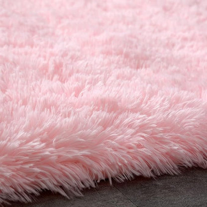 Shag Area Rugs for Bedroom Living Room,Ultra Soft Fluffy Area Rugs for Dorm,Indoor Carpet Nursery Rugs for Kids Girls Room Home Decor (Pink, 8x10 Feet)