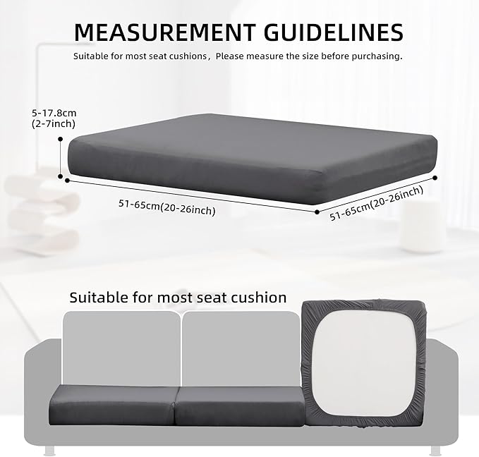 8Pcs Outdoor Cushion Covers, Patio Cushion Covers,Stretch Elastic Slipcovers, Replacement Washable & Reusable Furniture Protector for Patio Couch (Grey,Cover Only)