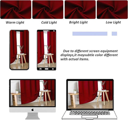 Simplebrand Ava Red Blackout Curtains for Bedroom 63 Inch Length 2 Panels Set, Nursery Thermal Insulated Energy Saving Rod Pocket Window Treatment Curtains Blackout Drapes, W40 x L63 Inch, Red