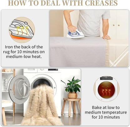 Small Faux Fur Sheepskin Rug 2x4 ft Ultra Soft Chair Sofa Cover Seat Pad, Beige Fluffy Shag Rugs for Bedroom Nursery Kids Room, Luxury Shaggy Rug Fuzzy Plush Floor Carpets