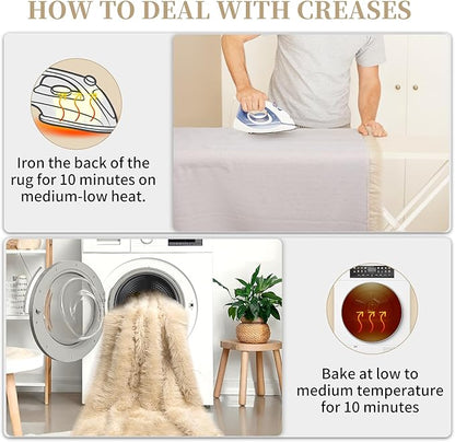 Faux Fur Rug, Beige Small Fluffy Rug for Sofa Chair Couch Cover 2x4 Feet, Ultra Soft Fuzzy Shag Rug for Bedroom, Indoor Shaggy Plush Floor Carpets Luxury Home Decor for Bedside