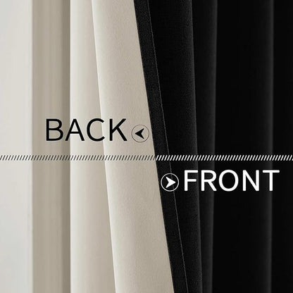 MIULEE Linen Texture Curtains for Bedroom Solid 100% Blackout Thermal Insulated Halloween Black Curtains Grommet Room Darkening Drapes for Living Room Nursery 52x96 Inch (2 Panels)