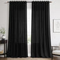 Nanspring Black Linen Curtains 90 Inches Long for Living Room Back Tab and Rod Pocket Semi Sheer Privacy Curtains Simple Modern Cotton Textured Curtain for Bedroom 70x90,2 Panel