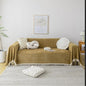 HANDONTIME Couch Covers for Pets Boho Mustard Yellow Love Seat Couch Covers Brown Sofa Cover for Dogs Pet Couch Protector Chenille Tassel Sofa Slipcovers Sofa Throw Cover Boho Decor for Living Room