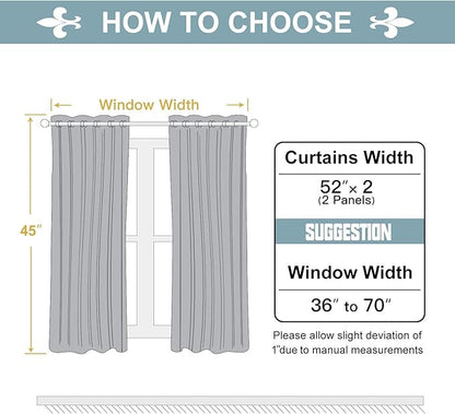 ChrisDowa Grommet Room Darkening Curtains for Bedroom and Living Room - 2 Panels Set Thermal Insulated Blackout Curtains (Greyish White, 52W x 45L)