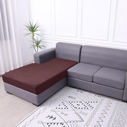 hyha Waterproof Sectional Couch Covers, Non Slip Sofa Couch Cushion Covers L Shape, Thick Stretch Jacquard Fabric, Washable Sofa Slipcovers with Elastic Bottom (1 Piece for Chaise, Chocolate)