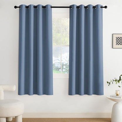 NICETOWN Blackout Curtains Grommet 2 Panels 72 Inches Long, Stone Blue