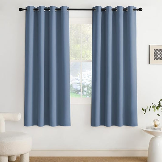 NICETOWN Blackout Curtains Grommet 2 Panels 72 Inches Long, Stone Blue
