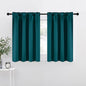NICETOWN Teal Blackout Cafe Faux Silk Curtains for Small Windows, 42" Wide by 36" Long, 2 Panels, Rod Pocket Thermal Insulated Blackout Satin Drapes for Kitchen