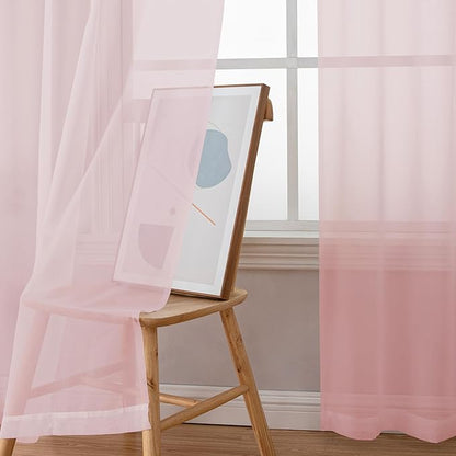 Simplebrand Blush Sheer Curtains 96 Inches Long, Light Filtering Rod Pocket Solid Color Window Sheer Curtain Panels, Elegant Curtains & Drapes for Living Room, Bedroom 2 Panels, 59" W x 96" L