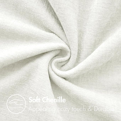 MIULEE Pack of 2 Couch Throw Pillow Covers 12x20 Inch Soft White Chenille Lumbar Pillow Covers for Sofa Living Room Solid Dyed Cases