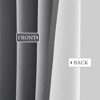 Yakamok Grey Room Darkening 100% Blackout Curtains Grommet Window Treatments with 2 Thick Layers-Gray Thermal Insulated Drapes Set of 2 Panels for Bedroom Living Room 38 Inches by 84 Inches Length