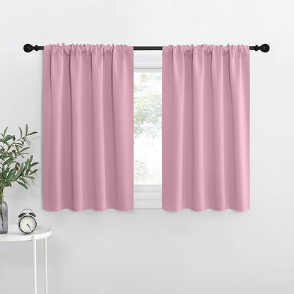 NICETOWN RV Blackout Curtains for Camper Windows, Rouge Pink, 29" Wide by 40" Long, 2 PCs, Short Blackout Curtains & Drapes, Thermal Insulated Blackout Curtain Panels for Kids Room, Play Room