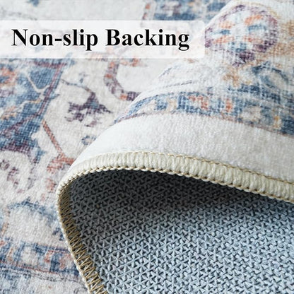 2x4 Washable Kitchen Runner Rug: Vintage Non-Slip Low Pile Entryway Area Rugs Thin Light Weight Carpet for Nursery Bedroom Soft Water Resisitant Floor Mat for Bathroom Laudry Room(2x4,Brick)