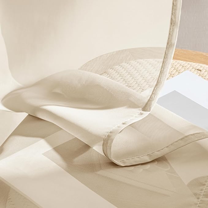 MIULEE Butter Cream Sheer Curtains 63 Inches Long, 4 Panels Set, Rod Pocket Voile Drapes Light Filtering and Semi Transparent, Elegant Window Treatments for Bedroom Living Room,42 x 63 Inches