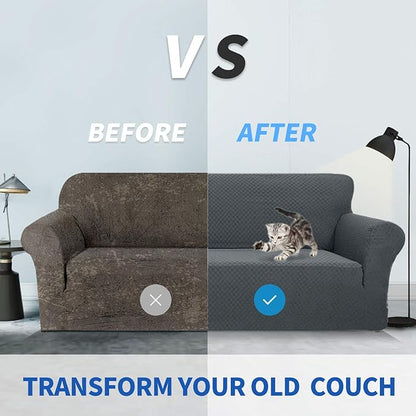 ZNSAYOTX 1 Piece Jacquard Chair Slipcovers for Living Room High Stretch Chair Covers with Arms Anti Slip Pets Friendly Couch Sofa Armchair Cover Furniture Protector (Chair, Dark Grey)