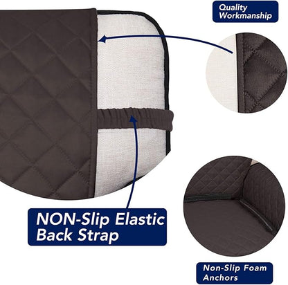 PureFit Reversible Quilted Sofa Cover, Water Resistant Slipcover Furniture Protector, Washable Couch Cover with Non Slip and Elastic Straps for Kids, Dogs, Pets (XX Large, Chocolate/Beige)