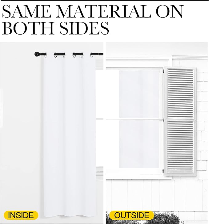 NICETOWN White Samll Window Blackout Curtain Panels, 50% Light Blocking Curtains for Bedroom & Dining Room Window (Set of 2, 42 inches x 68 inches)
