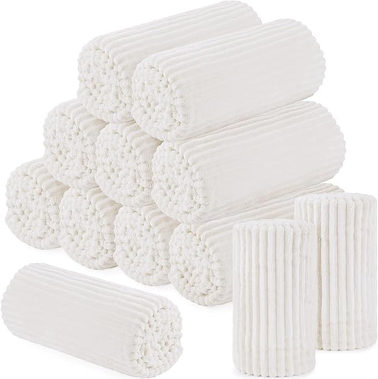 Buryeah 12 Pcs Flannel Throw Blanket Bulk 50 x 60 in Sleepover Blanket Outdoor Wedding Throw Lightweight, Oeko-tex Standard 100 Certified for Sofa Homeless Gifts (Cream White)