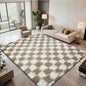 4x6 Checkered Area Rugs for Bedroom, Fluffy Beige and White Checkered Rug Fuzzy Shag Shaggy Carpets for Living Room, Soft Plush Furry Rug for Boy Girls Room Dorm Home Decor
