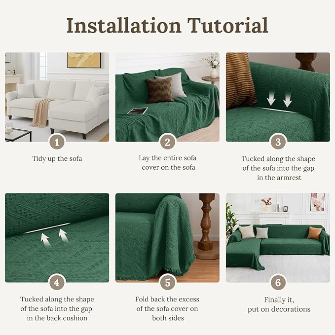HOMERILLA Christmas Couch Covers,Sectional Couch Covers L Shaped Sofa Cover Blanket 2 Pieces L Shape Sofa Decoration Protector for Pets Dogs(Vintage Green, XX-Large)