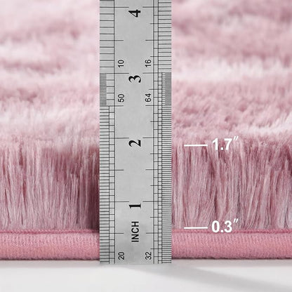 Deerhoo Large Shag Area Rugs 5 x 8, Tie-Dyed Plush Fuzzy Rugs for Living Room, Ultra Soft Fluffy Furry Rug for Bedroom, Indoor Carpet Nursery Rugs for Kids Room Home Decor, Pink Purple