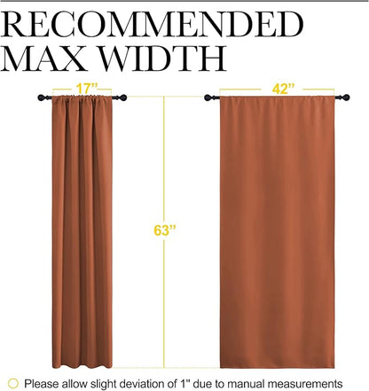 NICETOWN Blackout Curtains and Drapes - Thermal Insulated Solid Rod Pocket Blackout Draperies/Panels (Burnt Orange, 1 Pair, 42 by 63 inches)