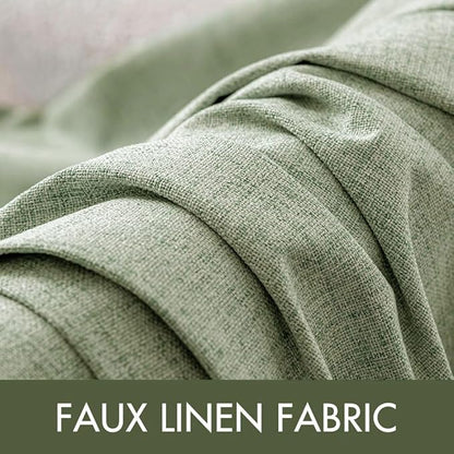 MIULEE Linen Texture Curtains for Bedroom Solid 100% Blackout Thermal Insulated Sage Green Curtains Grommet Room Darkening Drapes for Living Room Nursery 52x72 Inch (2 Panels)