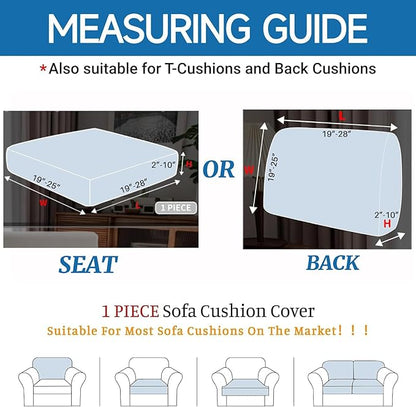 XINEAGE Couch Cushion Covers Seat Cushion Cover Thick Stretch Sofa Slipcovers 1 Piece Individual Couch Covers with Elastic Bottom(Single Seat Cushion/Backrest,Khaki)