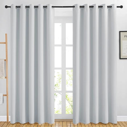 NICETOWN Blackout Curtains Panels for Living Room, 2 Panels, 66 x 80 Inch, Greyish White, 3 Pass Microfiber Noise Reducing Thermal Insulated Solid Ring Top Blackout Window Drapes
