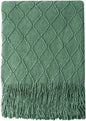 BOURINA Green Throw Blanket 60x80 Inches Throw Textured Solid Soft Sofa Throw Couch Knitted Decorative Blanket