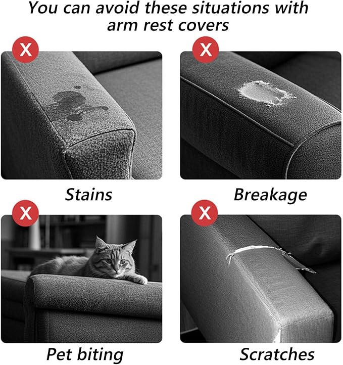 Soothing Home Sofa Covers, Sofa Hero Covers, Wear-Resistant Universal Couch Covers Washable Stretch Sectional Couch Cushion Covers (Grey,Arm Rest Covers 2pcs)