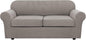 H.VERSAILTEX 3 Piece Stretch Sofa Covers for 2 Cushion Sofa Couch Covers for Living Room Sofa Slipcovers (Base Cover Plus 2 Seat Cushion Covers) Thicker Jacquard Fabric(Large Sofa, Taupe)
