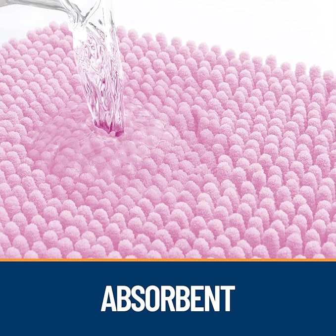 OLANLY Dog Door Mat for Muddy Paws 59x32, Absorbs Moisture and Dirt, Absorbent Non-Slip Washable Doormat, Quick Dry Chenille Mud Mat for Dogs, Entry Indoor Entryway Carpet for Inside Floor, Pink