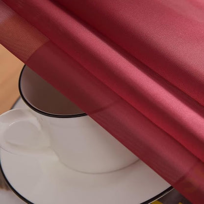 SpaceDresser Burgundy Sheer Curtains 4 Panels Rod Pocket Semi-Sheer Curtain 45 Inches Long Light Filtering Voile Window Drapes for Bedroom Living Room Kitchen, Each 52W x 45L