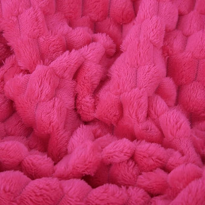 Hot Pink Throw Blanket 50"×70" inches Gifts for Mom Fuzzy 3D Jacquard Decorative Flannel Fleece Super Soft Plush Cozy Blanket for Couch Sofa Chair Lightweight